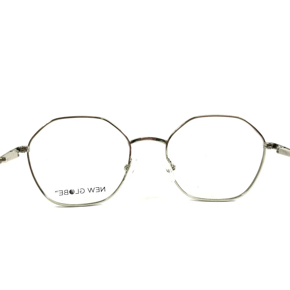New Globe Eyeglasses Frames L5175 SILVER Geometric Wire Rim 51-19-140